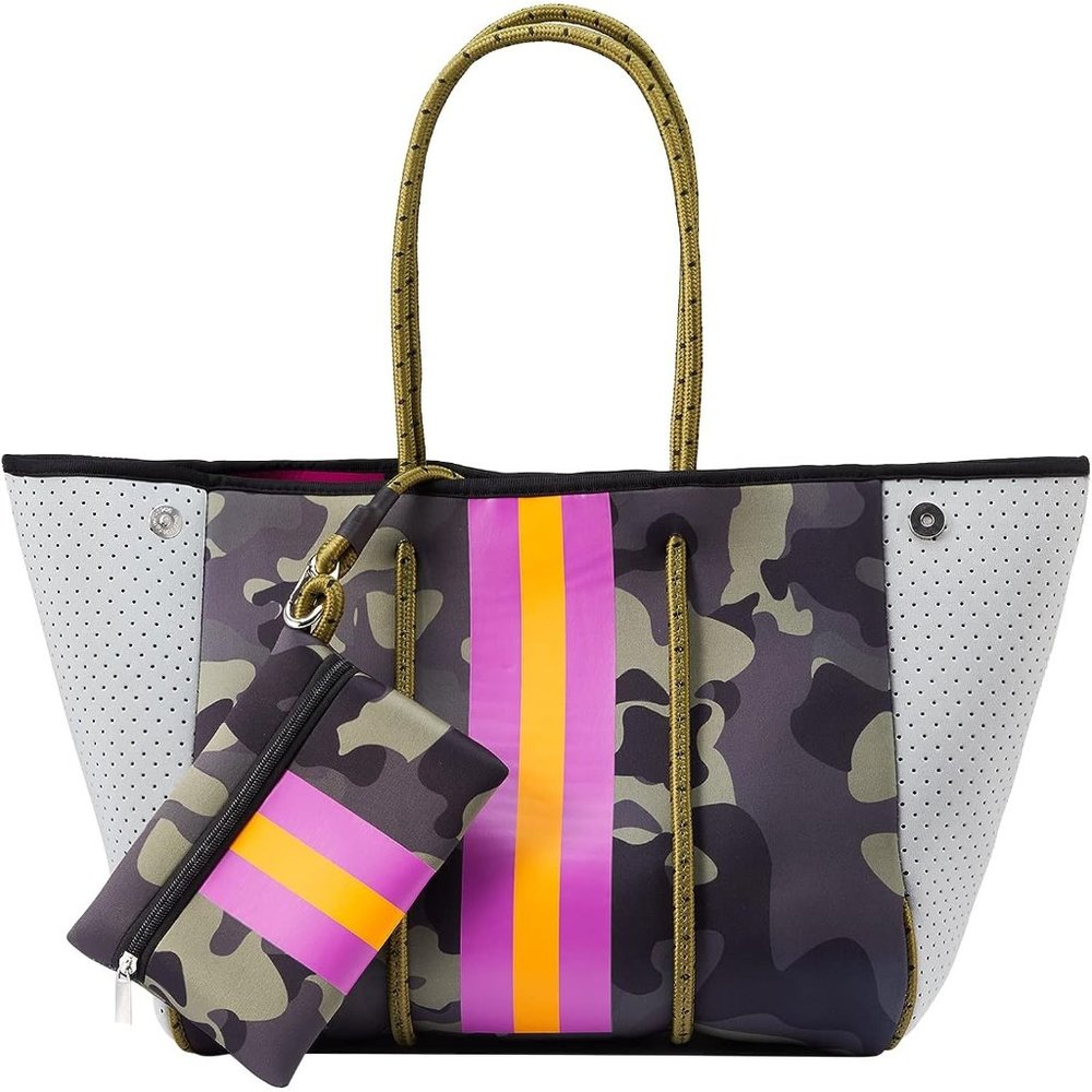 Women Green Neoprene Large Tote Bags